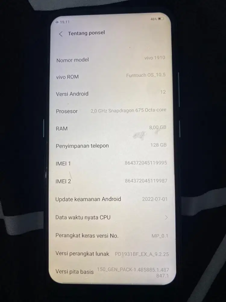 Jual vivo v17 pro bekas