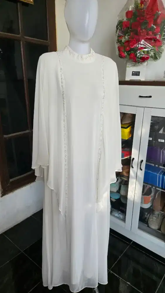Preloved Kaftan Turki  Broken White & Sage Mint