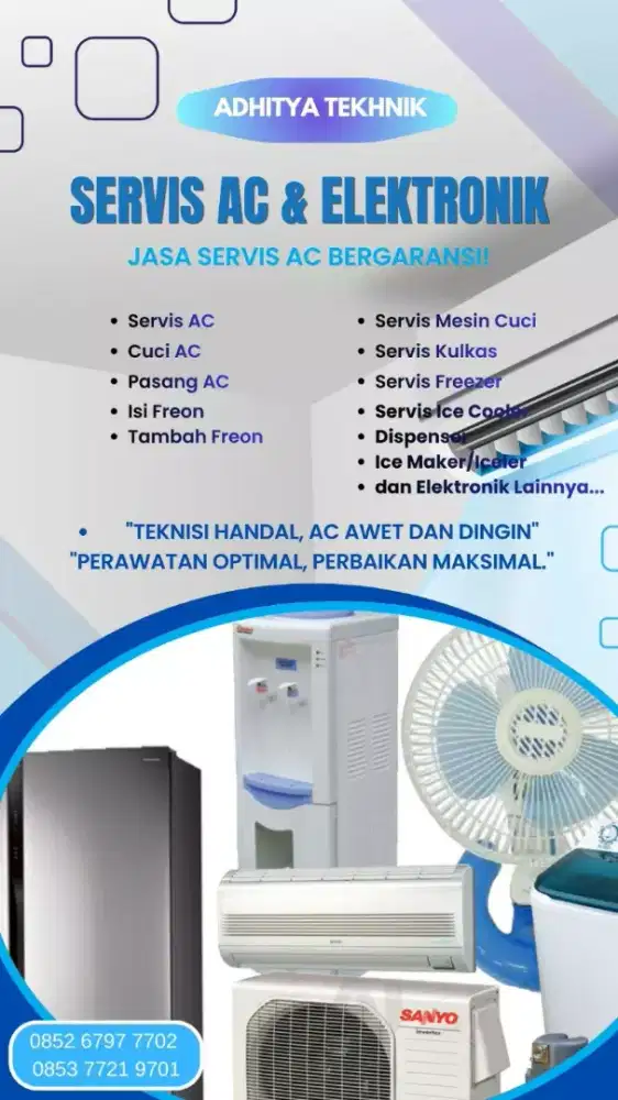 Jasa cuci AC dan Servis Elektronik lainnya