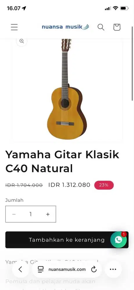 Gitar Yamaha C40 Klasik