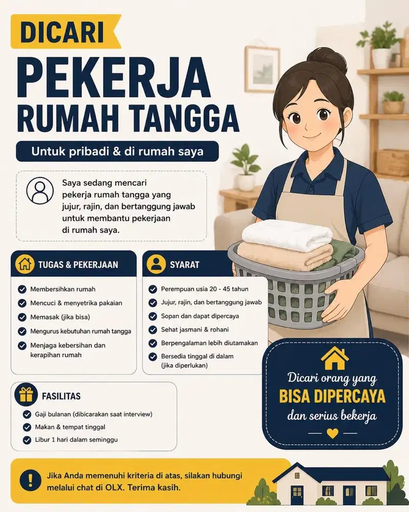 Di Cari Pekerja Rumah Tangga