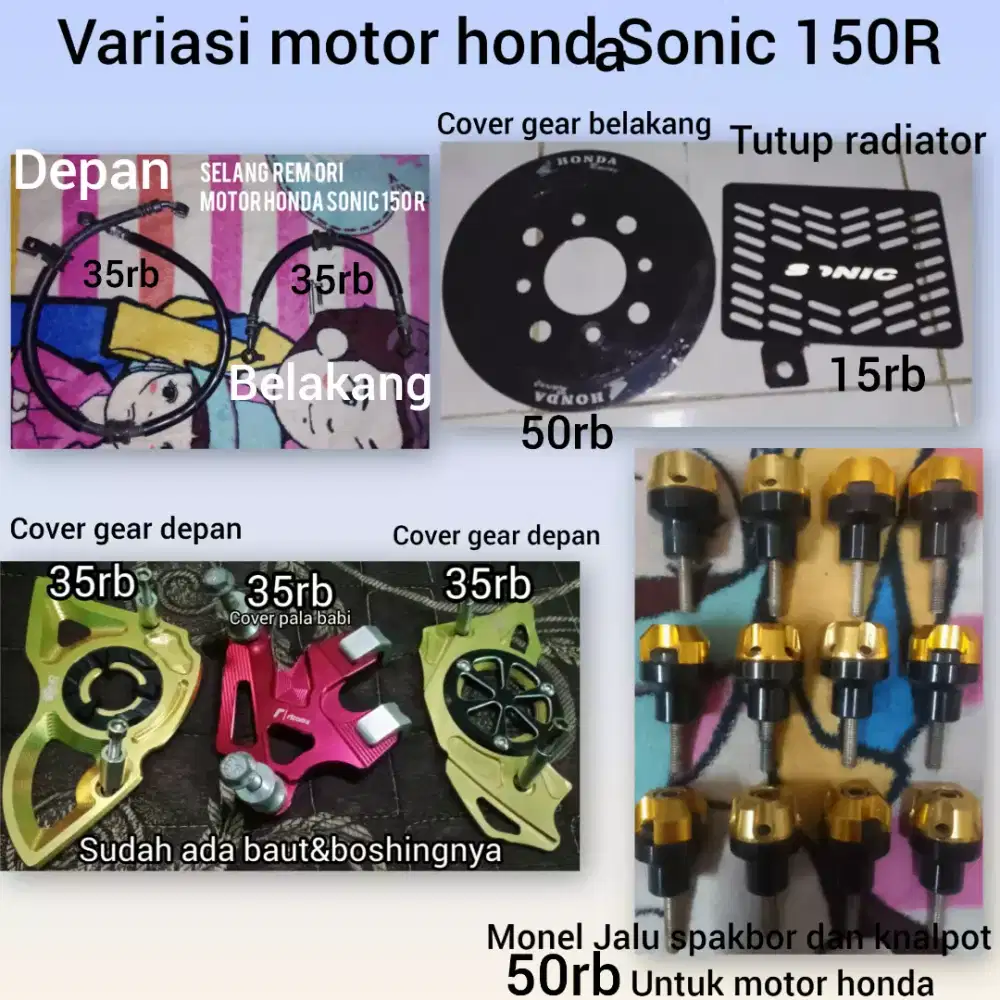 Variasi(sparepart)khusus untuk motor Honda Sonic 150R