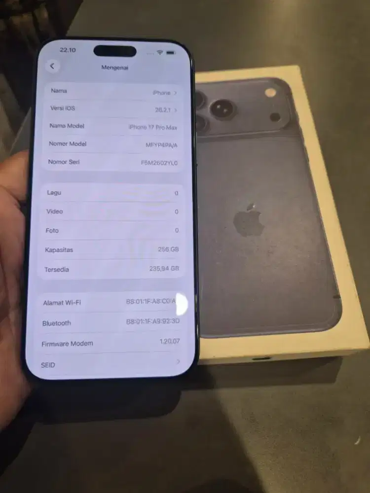 iPhone 17 pro max 256Gb iBox pa/a resmi masih grnsi Pjng Ky baru BS TT
