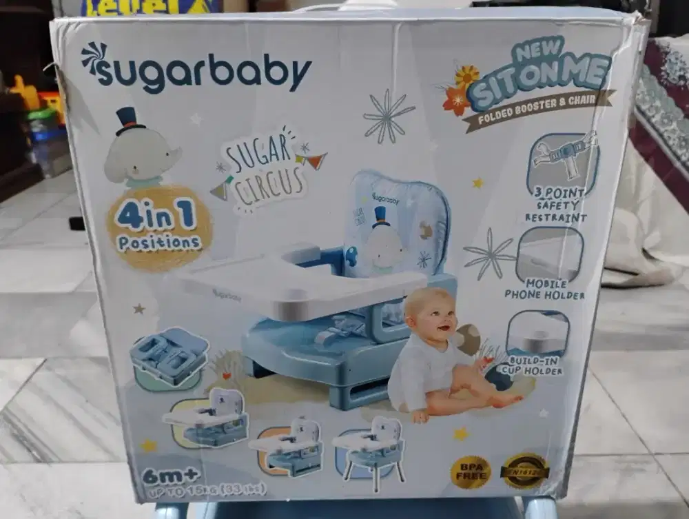 Baby chair/kursi+meja makan anak SugarBaby 4in1 wrn biru muda bekas.