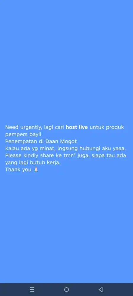 LOWONGAN KERJA HOST LIVE