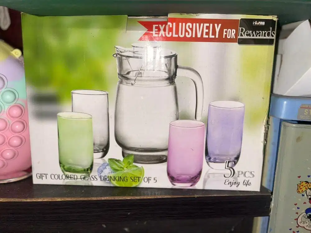 Colored Glass Drinking Set Of 5