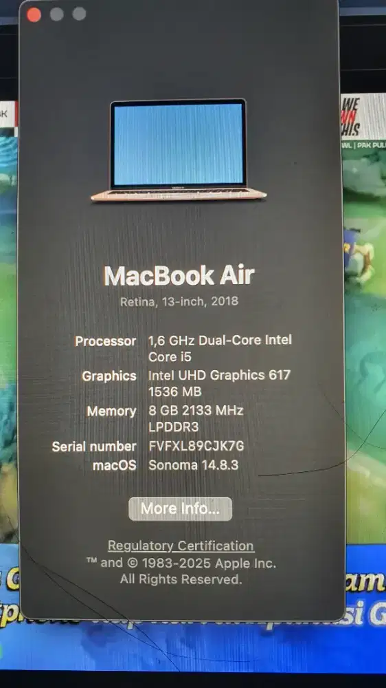 Macbook Air Retina 13 inch 2018 Core i5 RAM 8GB SSD 256 GB