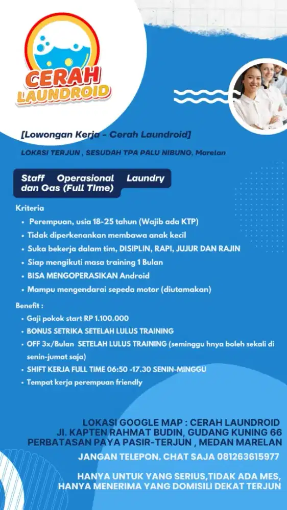Lowongan Kerja Laundry Operasional dan Gas