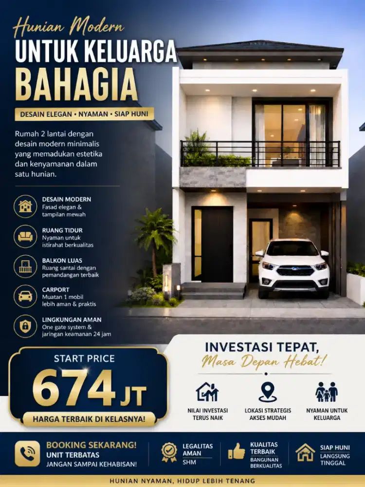 Rumah 2 Lantai dengan Lokasi strategis bebas banjir aman & nyaman