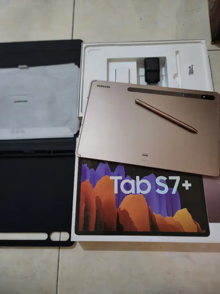 Samsung Tab S7 Plus 5G 8/256Gb+SPen, warna Bronze SEIN,99% Mulus