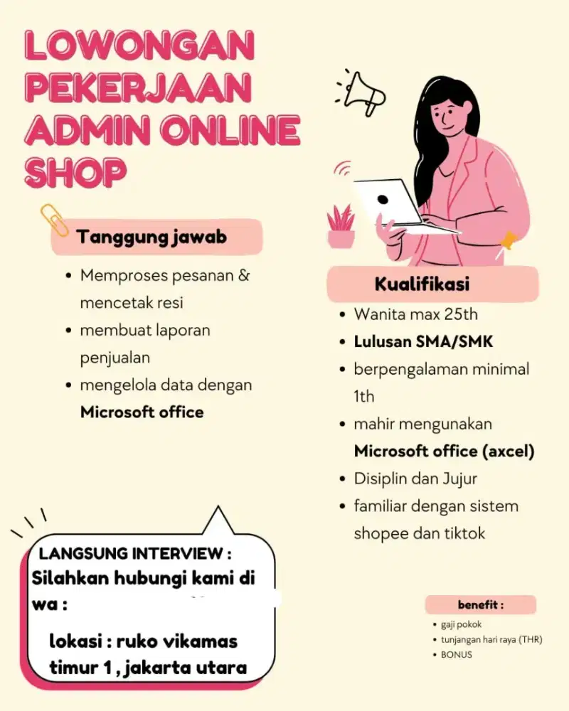 DI BUTUHKAN ADMIN ONLINE SHOP