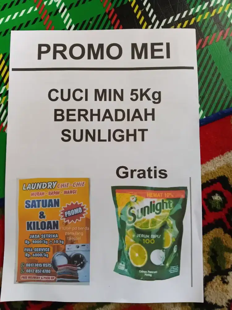 Jasa laundry satuan dan kiloan daerah pamulang
