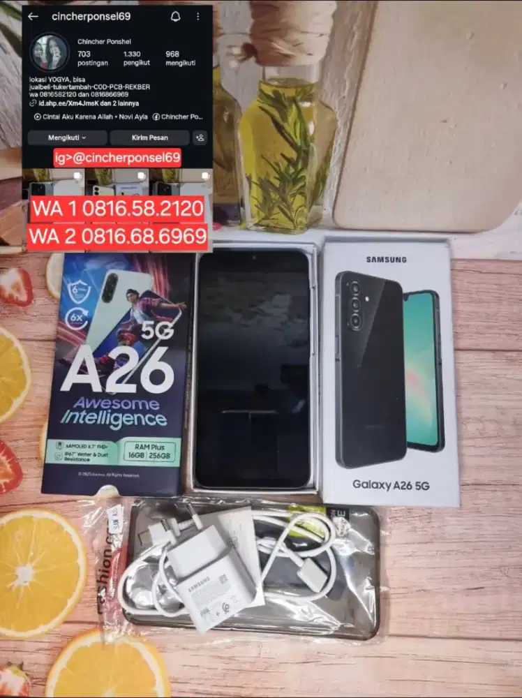 Jual hp likenew samsung A26 5g 8/256 likenew free ADAPTOR n case