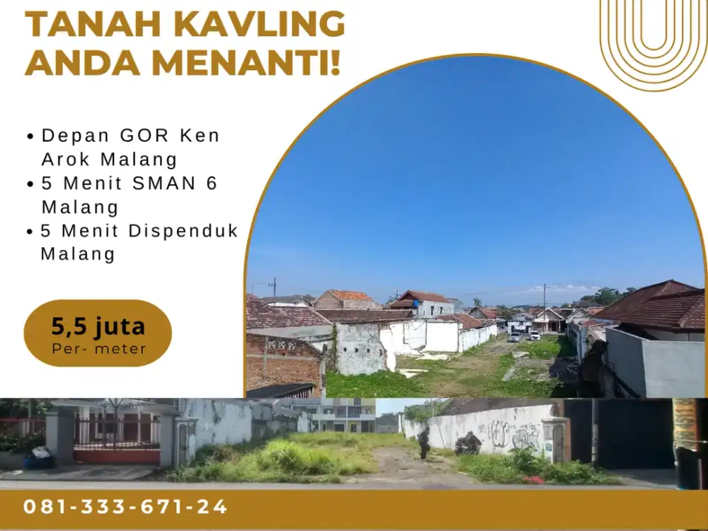 Depan GOR Ken Arok Malang Jual Tanah SHM