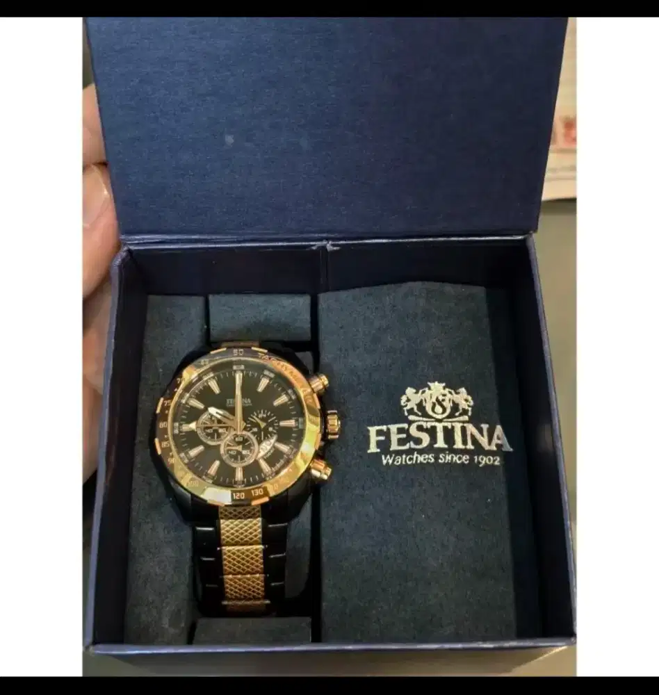 Jam Tangan Festina Chronograph F16888 Black Rose Gold
