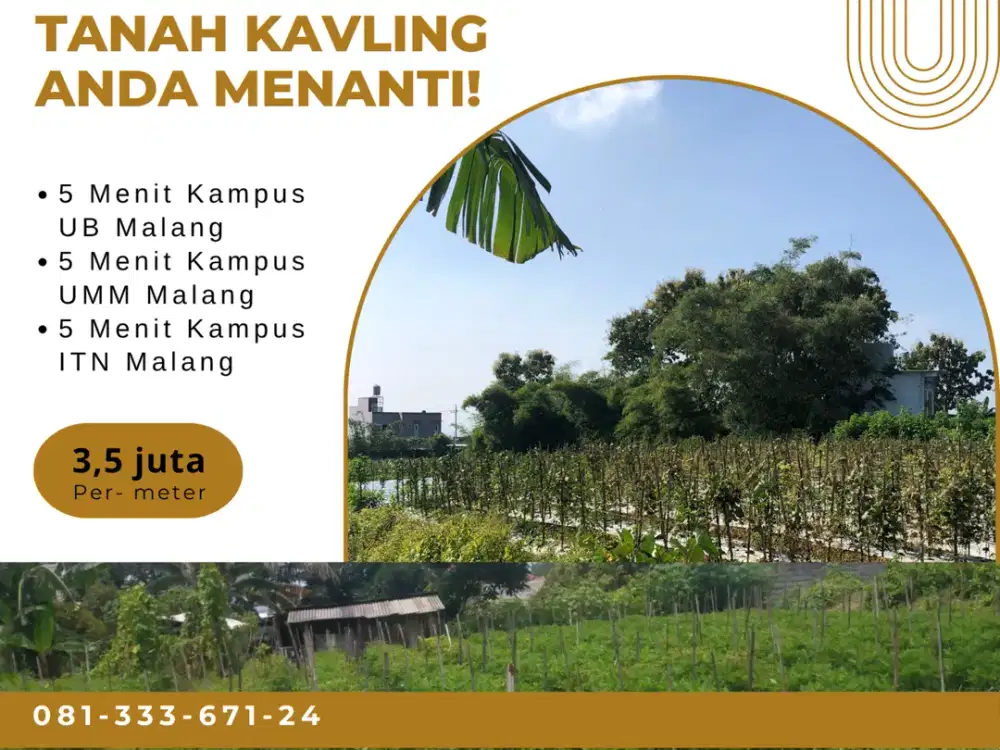 5 Menit Kampus UNISMA Malang Jual Tanah Kavling Sertifikat Pecah