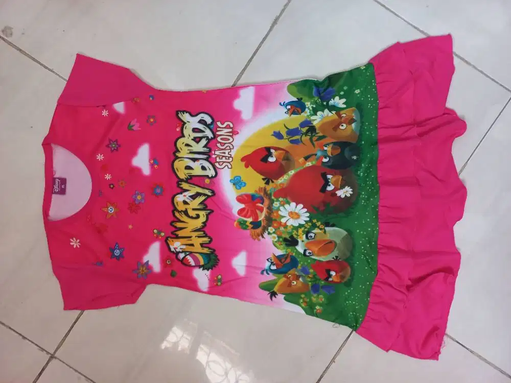 Dress Anak Perempuan Gambar Frozen dan Angry Bird