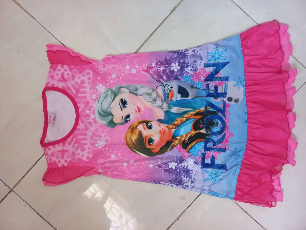 Dress Anak Perempuan Gambar Frozen dan Angry Bird