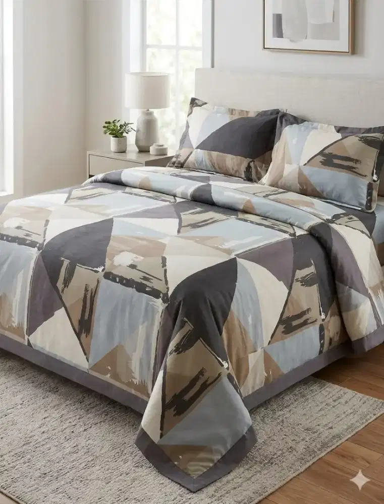 Seprei katun jepang premium motif abstrak coklat