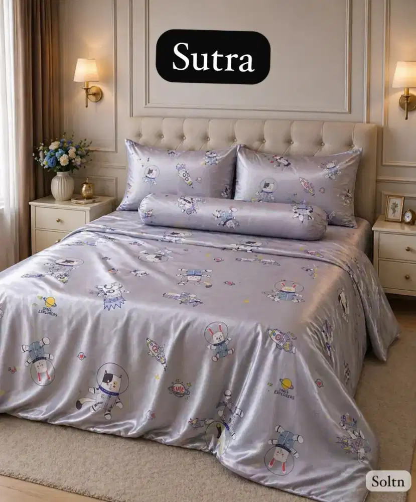 Seprei sutra tencel organik motif anak