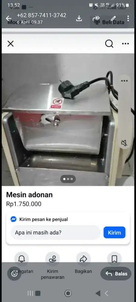 Mesin adonan kapasitas 2,5kg