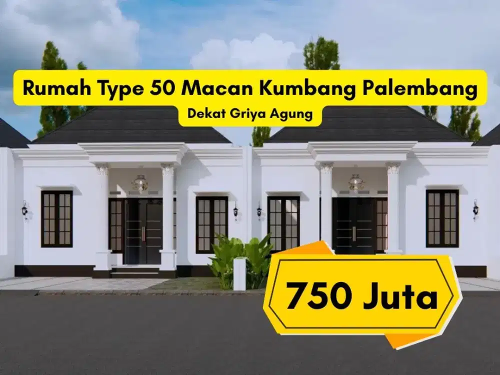 Jual Rumah Murah Macan Kumbang Palembang Dekat Griya Agung – Type 50 SHM One Gate System Harga 750 Juta