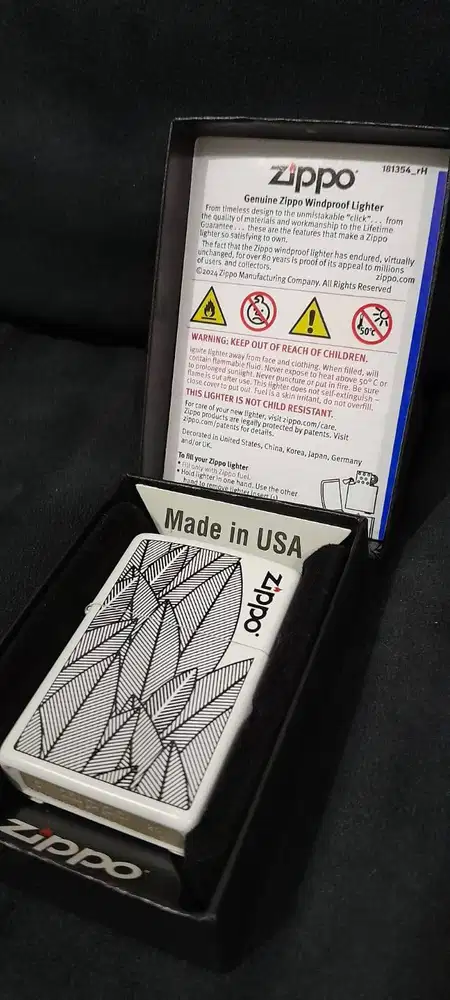 Zippo 49214 Leaves Design Made USA Lifetime Barcode EDC Outdoor Koleks