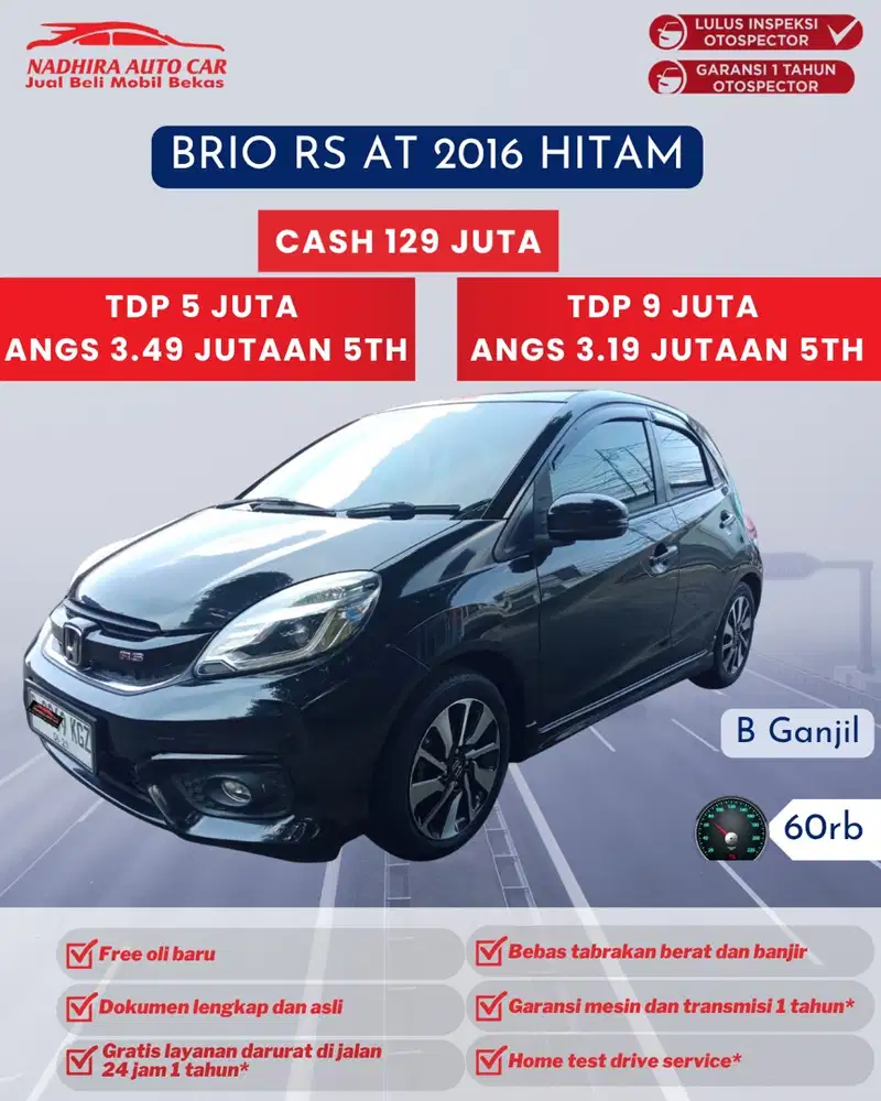 DP 5 Juta Brio RS AT 2016 Hitam