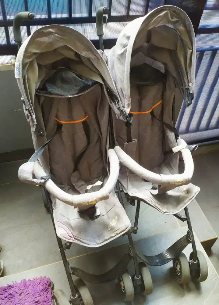 Jual Stroller bayi Spacebaby twin Seat 2 Kursi abu grey murmer aja