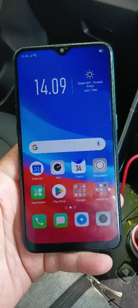 Oppo A7 4/64 biru normal komplit