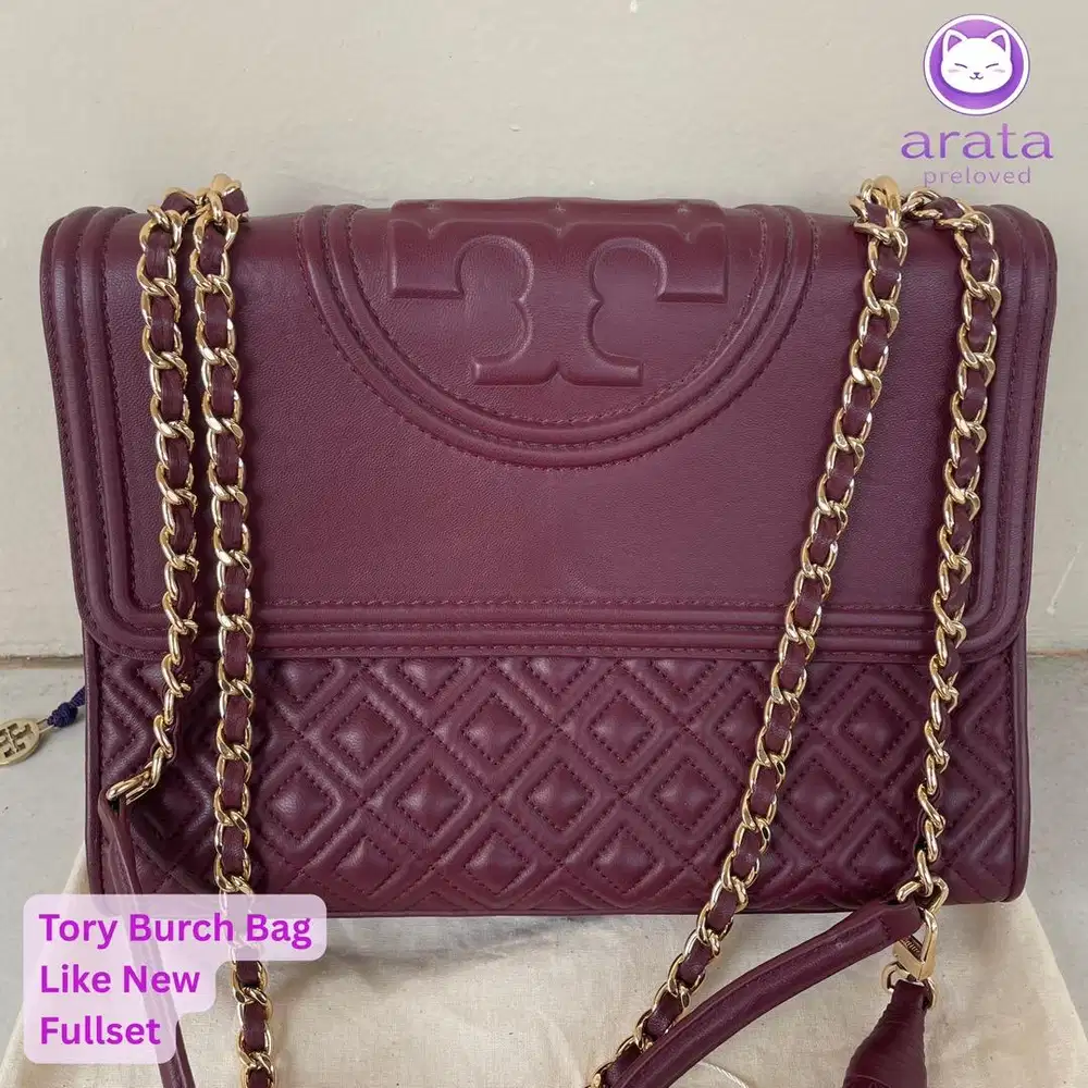 Tory Burch Fleming Convertible Shoulder Bag Wine (Authentic)