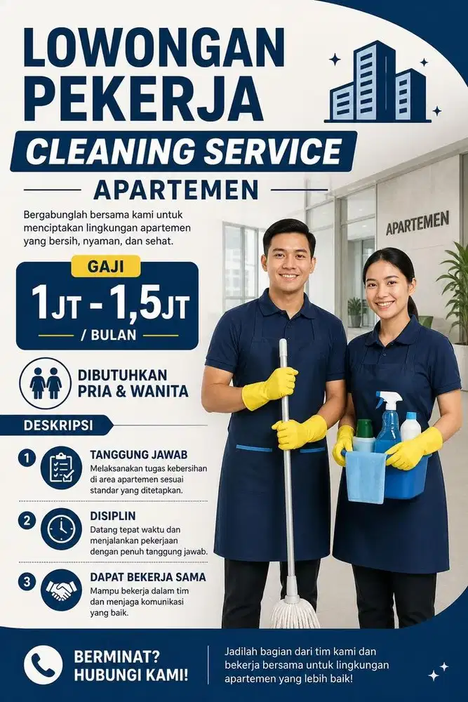 DIBUTUHKAN SEGERA House keeping apartemen