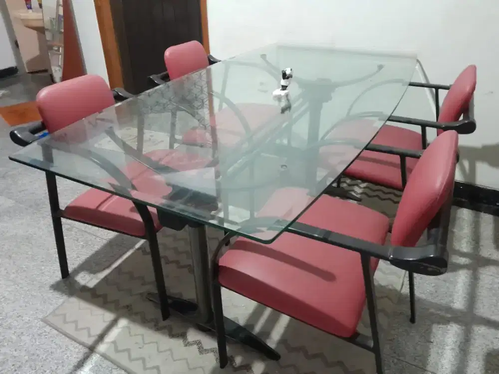 1 set Kursi+Meja Makan Kaca Cellini
