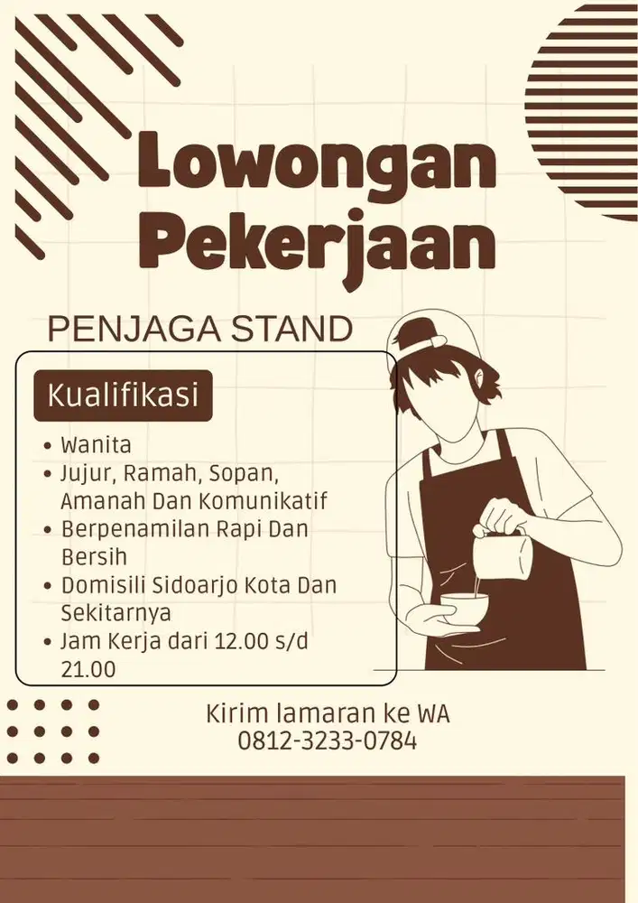 DI BUTUHKAN PENJAGA STAND MINUMAN