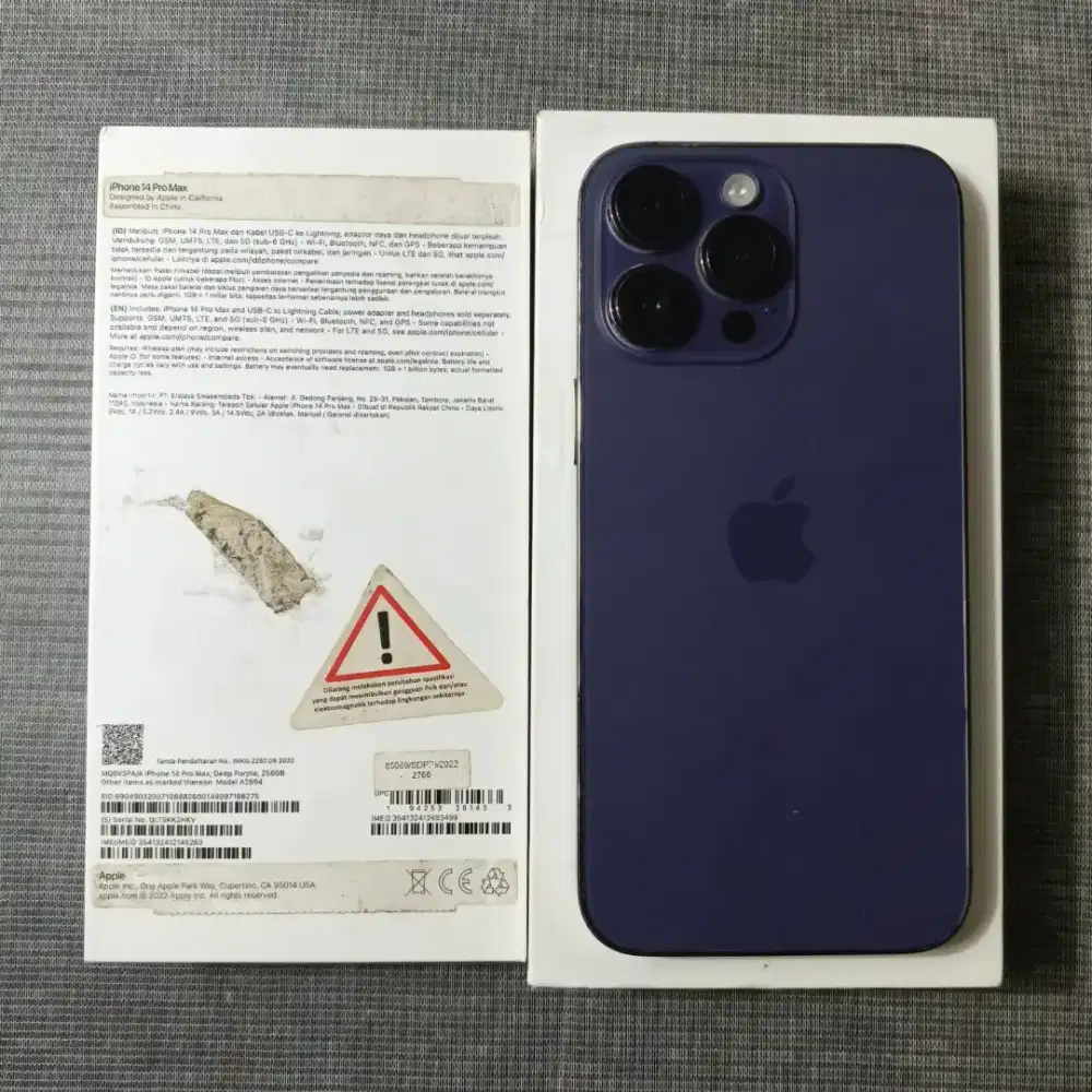 iPhone 14 Pro Max 256GB Deep Purple Fullset iBox Harga 12,9 Juta