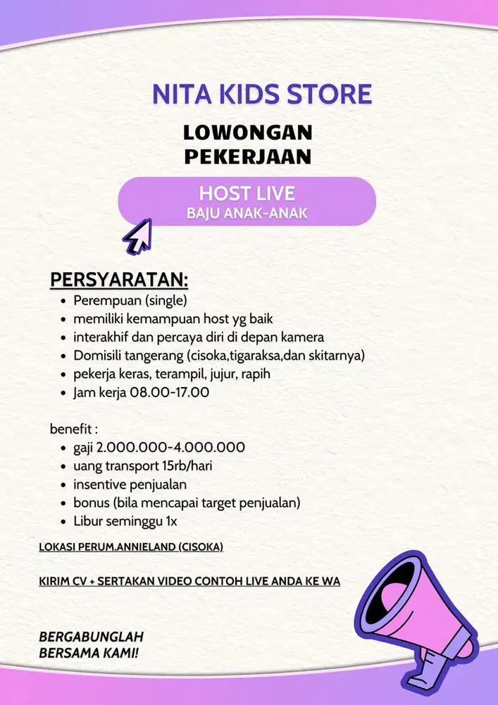 Host live fashion anak