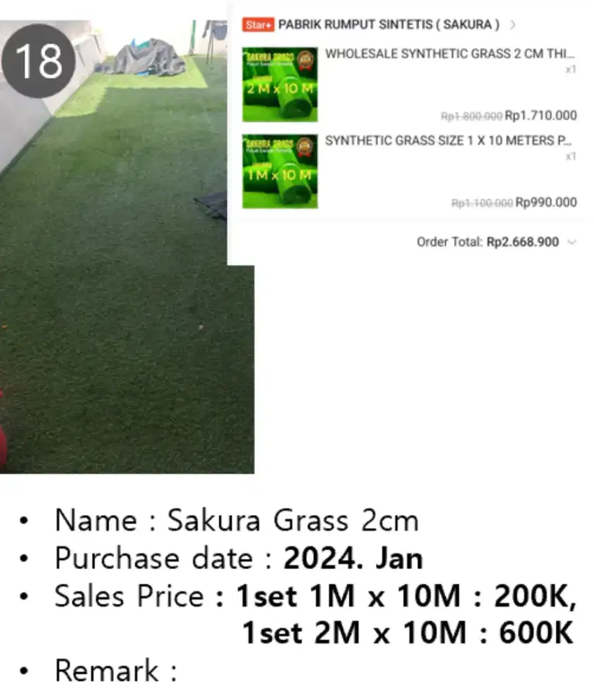 Sakura grass 2cm, 1Mx10M // 2Mx10M