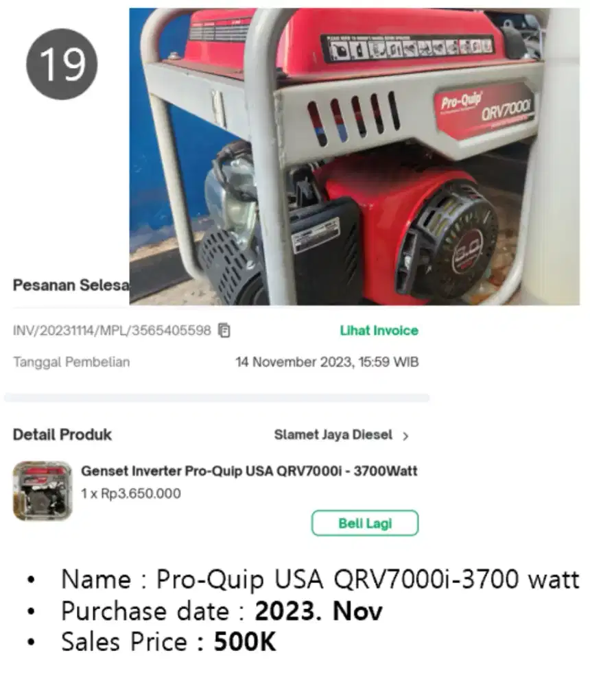 3700 watt Pro-Quip USA QRV7000i