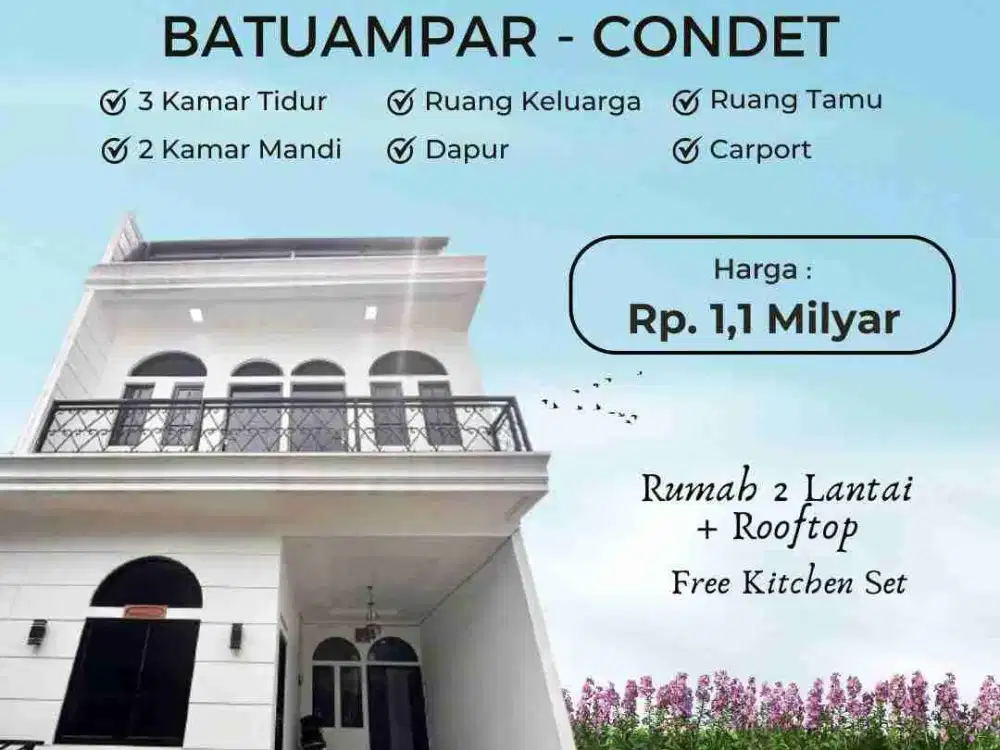 Jual Rumah Baru Siap Huni Cluster di Batu Ampar Kramat jati Jakarta Timur, dekat Condet