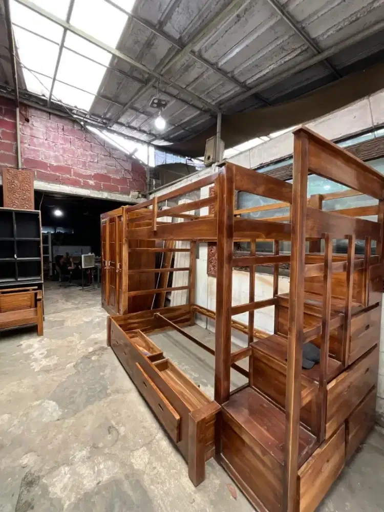 Ranjang susun+ 7 storage baju JATI ASLI JEPARA