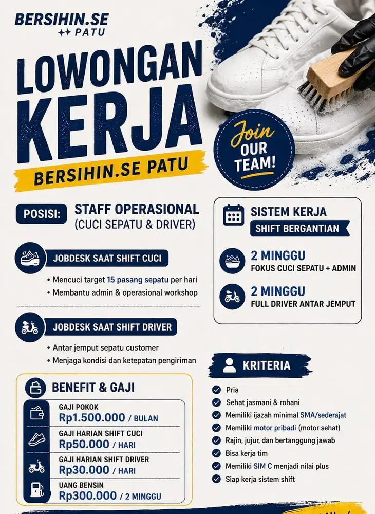 LOWONGAN KERJA LAUNDRY SEPATU