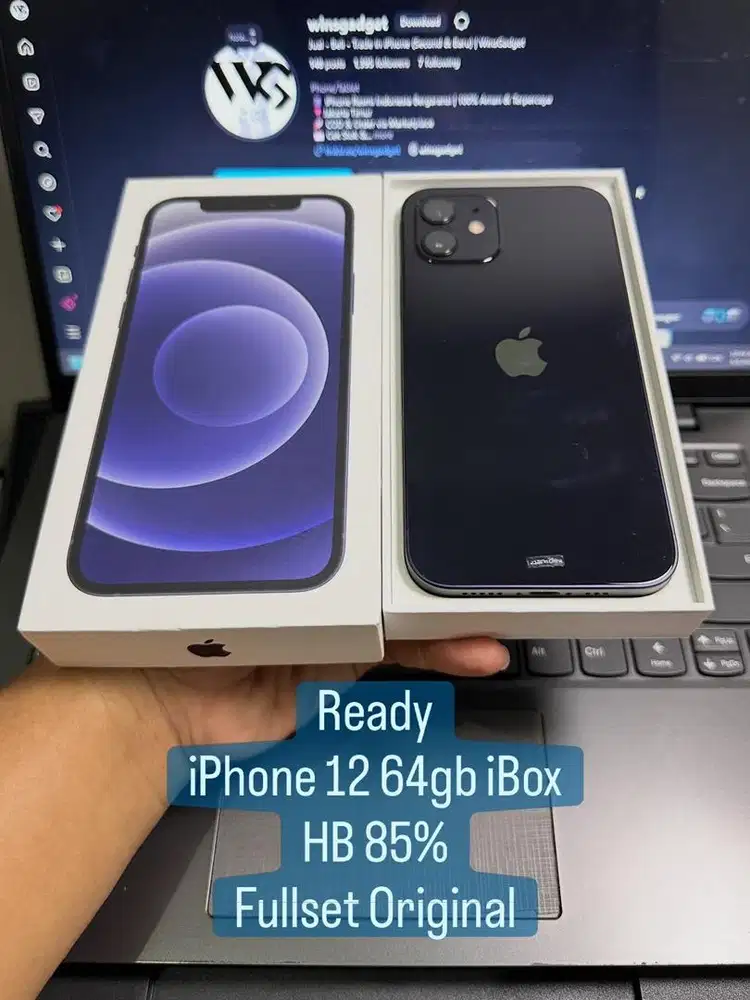 iPhone 12 64gb iBox - HB 85% - Fullset Ori