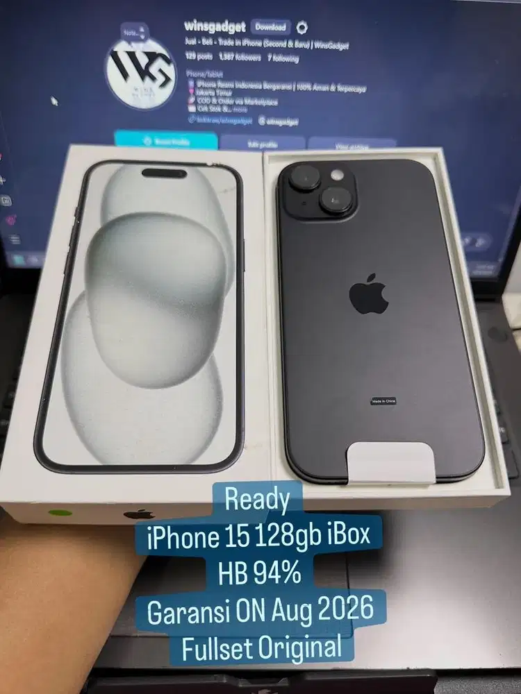 iPhone 15 128gb iBox | HB 94%| Garansi ON | Fullset Ori