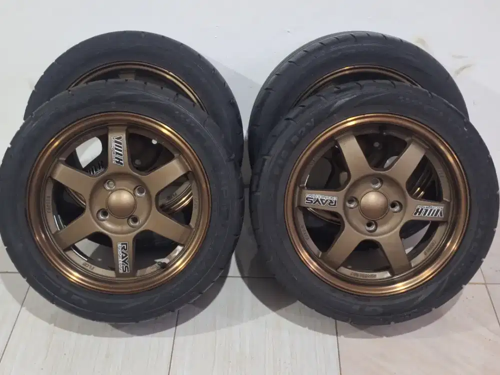 Set Velg dan Ban TE37 Bronze R15 PCD 4x100 95% Like New