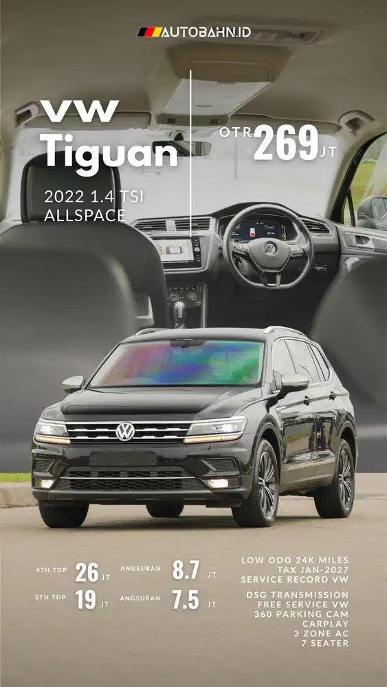 7 Seaters! VW Tiguan Allspace 1.4 TSI 2022 Black Free Service!