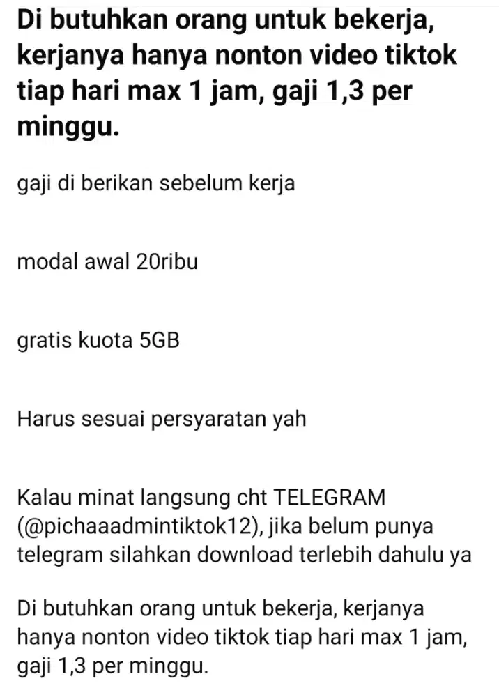 dicari yang mah kerja freelance