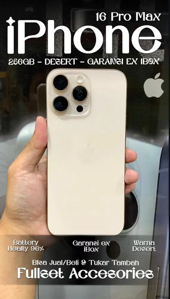 iPhone 16 Pro Max 256GB Garansi Resmi Ex iBox Battery Health 96%