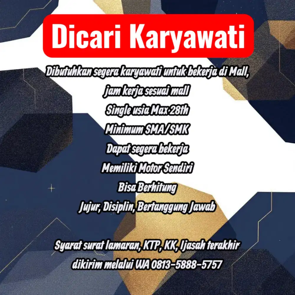 Dicari Karyawati Mall
