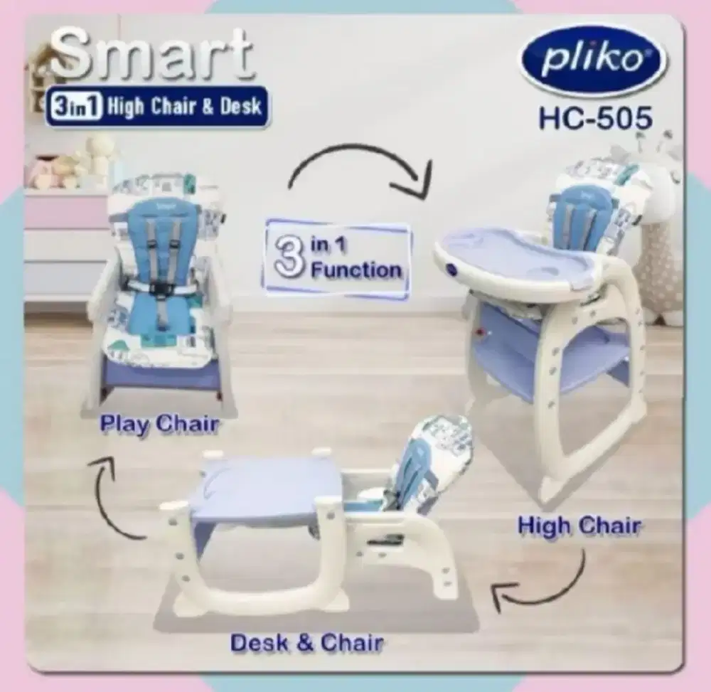 Kursi makan dan meja Pliko 2in 1 high chair and study desk