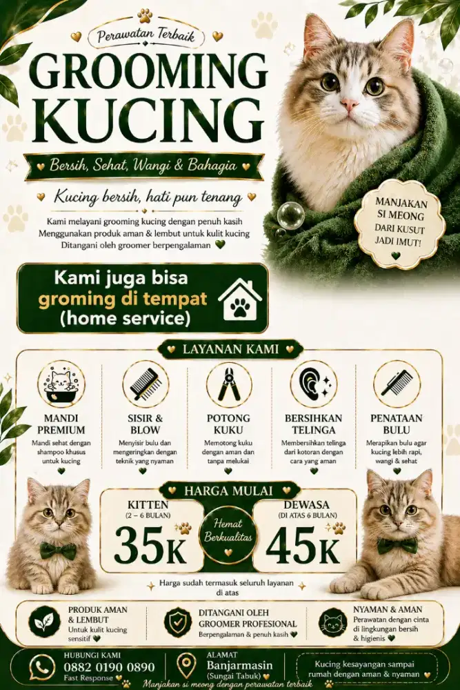 Groming kucing & cat sitter